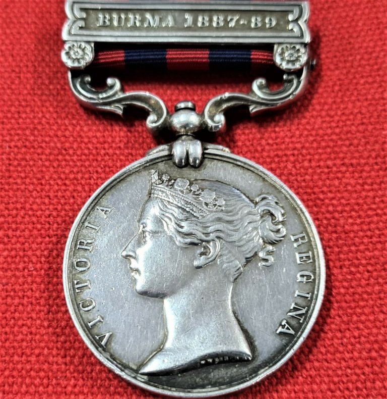 INDIA GENERAL SERVICE MEDAL BURMA 1887-89 2553 SGT FINLAY NORFOLK REGIMENT - Image 2