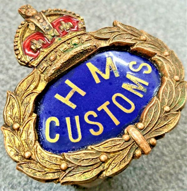 OBSOLETE AUSTRALIAN CUSTOMS WW1 WW2 ERA UNIFORM CAP BADGE KING GEORGE