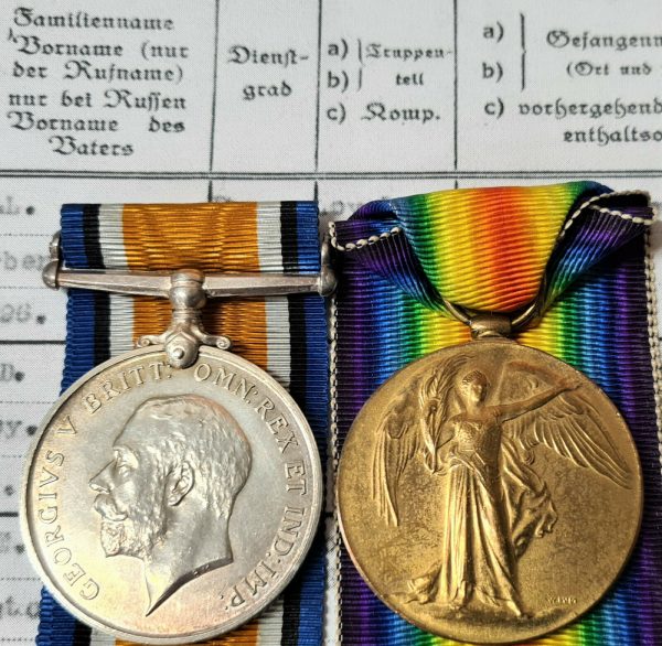 POW MARCH 1918 WW1 MEDALS 114590 HORSFALL 104TH BRIGADE ROYAL FIELD ARTILLERY PRISONER OF WAR