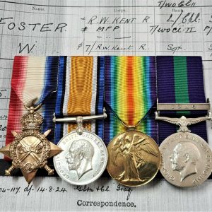 WEST KENT & MILITARY MOUNTED POLICE WW1 FRANCE & MESOPOTAMIA MEDALS CSM FOSTER