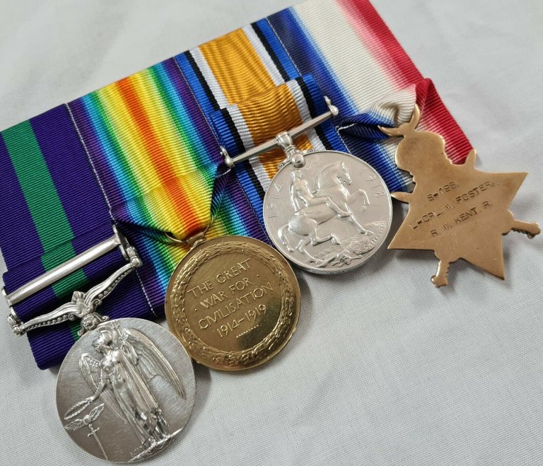 WEST KENT & MILITARY MOUNTED POLICE WW1 FRANCE & MESOPOTAMIA MEDALS CSM FOSTER - Image 4