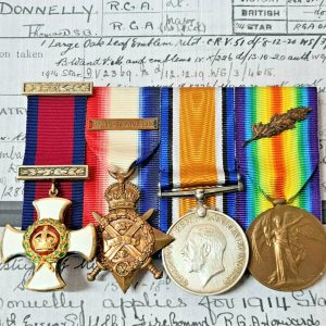 WW1 DISTINGUISHED SERVICE ORDER & 1914 STAR MEDAL GROUP MAJOR DONNELLY WOUNDED