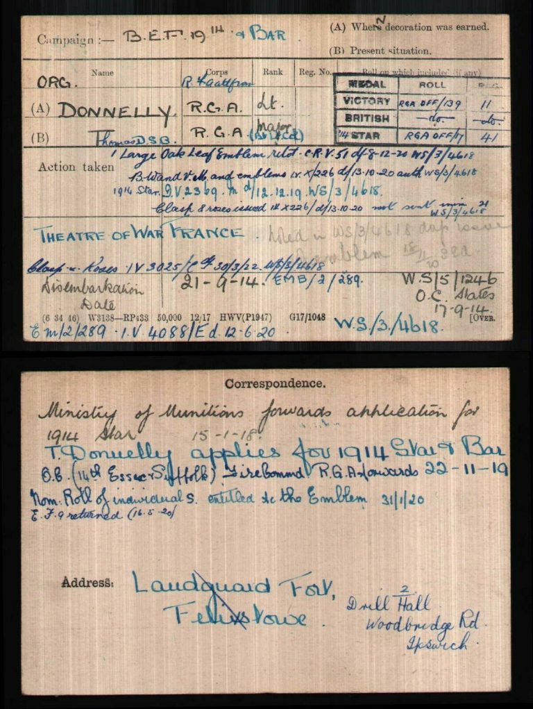 BRITISH WW1 DISTINGUISHED SERVICE ORDER & 1914 STAR MEDAL GROUP MAJOR DONNELLY R.G.A. *WOUNDED* - Image 9