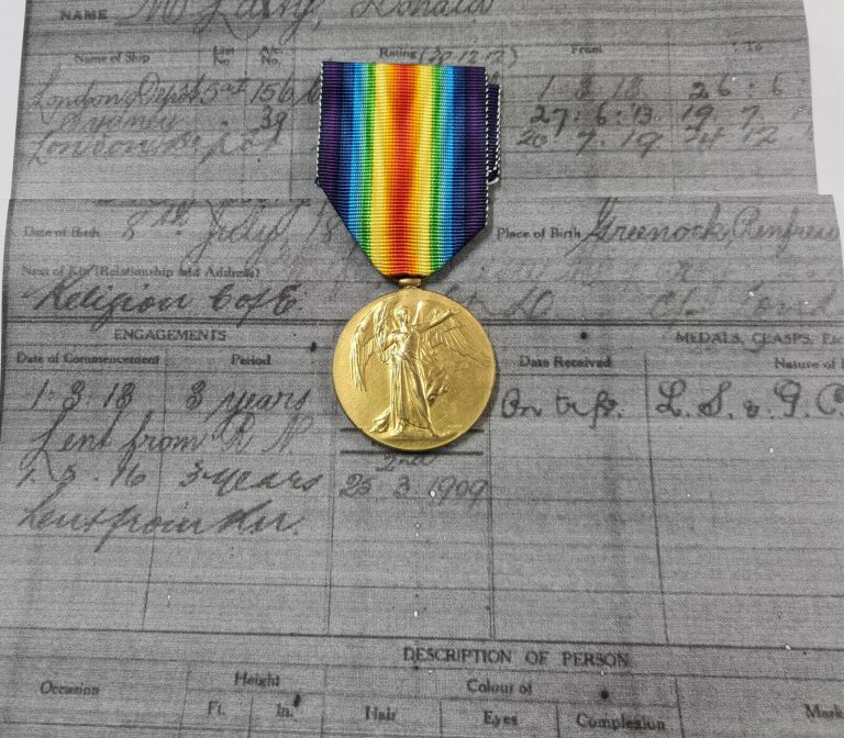 WW1 HMAS SYDNEY EMDEN ACTION VICTORY MEDAL 268961 McLARTY ROYAL NAVY AUSTRALIA - Image 2