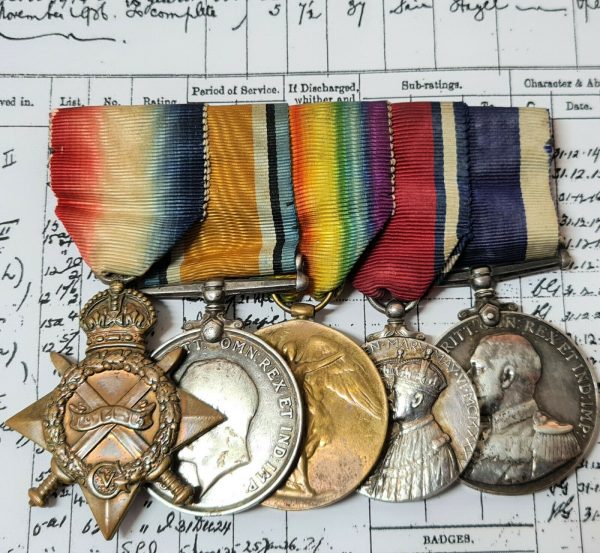 WW1 ROYAL NAVY MEDAL GROUP CHIEF STOKER AUBREY BROWN WHO SERVED 27 YEARS WW2