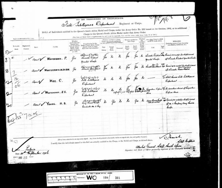 BOER WAR & WW1 MEDALS WINTERBACH WORCESTER DMT FIELD INTELLIGENCE DEPARTMENT - Image 8