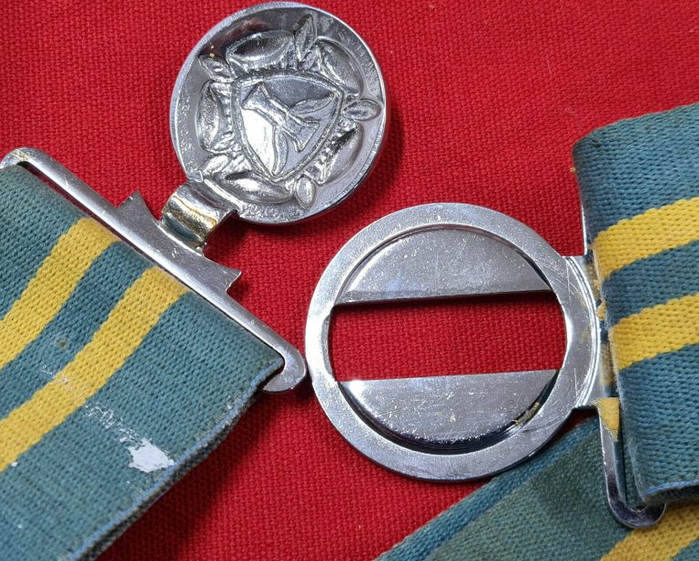 '+WW2 VINTAGE RHODESIAN ARMY INTELLIGENCE CORPS UNIFORM STABLE BELT & BUCKLE - Image 5