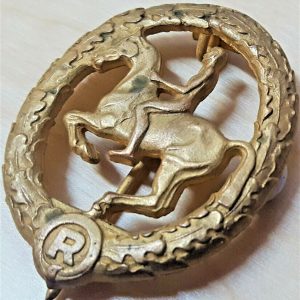 100% GENUINE WW2 GERMANY UNIFORM HORSEMAN'S BADGE IN GOLD MEDAL FINHAUER