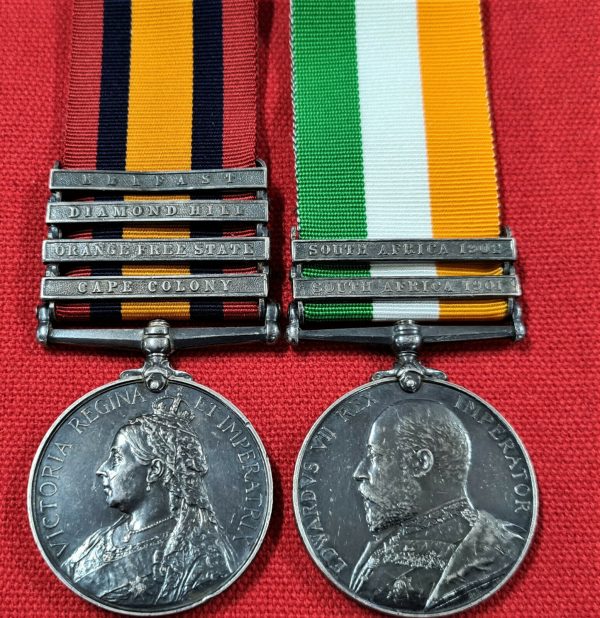 1ST BN COLDSTREAM GUARDS BOER WAR MEDALS 7689 PTE GEORGE WILLCOX BELFAST