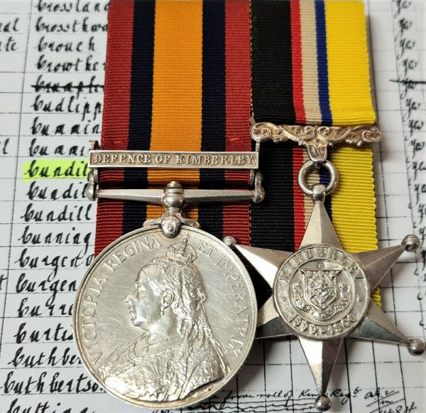 BOER WAR DEFENCE OF KIMBERLY MEDAL GROUP PTE A.E CUNDILL KIMBERLY TOWN GUARD