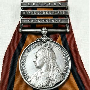 BOER WAR MEDAL PTE MEGGET, GORDON HIGHLANDERS. BELFAST, O.F.S. & CAPE COLONY.