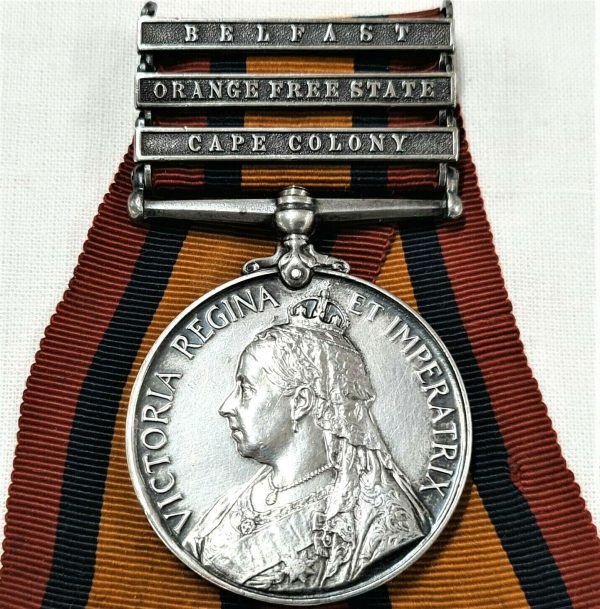 BOER WAR MEDAL PTE MEGGET, GORDON HIGHLANDERS. BELFAST, O.F.S. & CAPE COLONY.