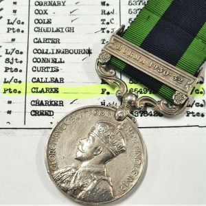 INDIA GENERAL SERVICE MEDAL BURMA 1930-32 F CLARKE OX & BUCKS LIGHT INFANTRY