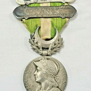 PRE WW1 FRENCH MOROCCO CAMPAIGN MEDAL MAROC & 1925 CLASPS ARMY MILITARY