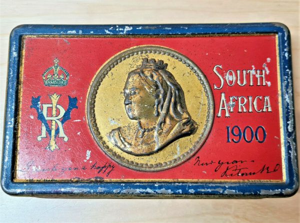 Pre WW1 British Army Boer War era Queen Victoria chocolate tin Australia #1