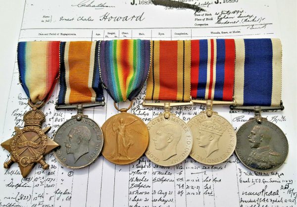 ROYAL NAVY WW1 & WW2 MEDAL GROUP DARDANELLES BOMBARDMENT HMS VENGEANCE HOWARD