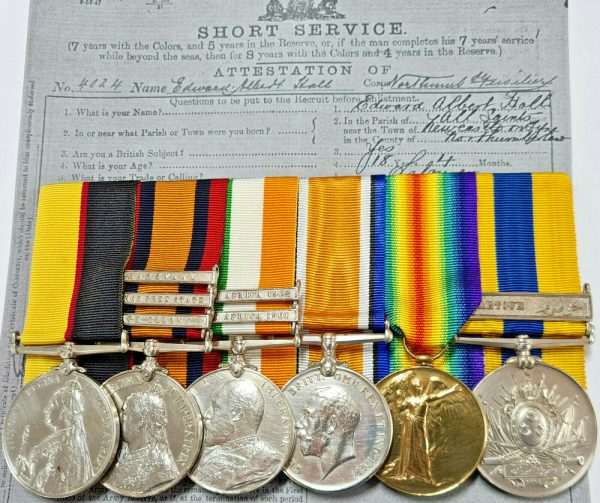 SUDAN POW BOER WAR WW1 MEDALS 4024 EDWARD HALL NORTHUMBERLAND FUSILIERS ARMY