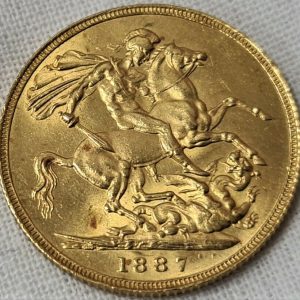 UK JUBILEE HEAD GOLD SOVEREIGN COIN 1887