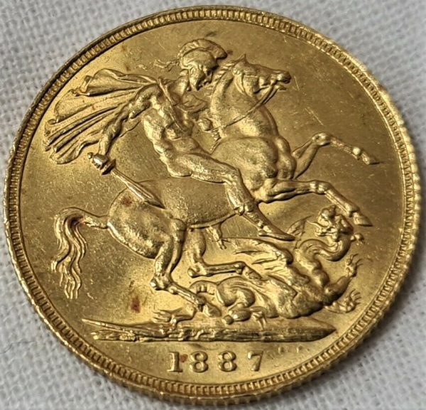 UK JUBILEE HEAD GOLD SOVEREIGN COIN 1887