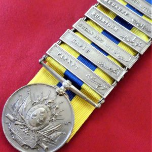 VINTAGE RARE BRITISH EGYPTIAN ARMY KHEDIVE’S SUDAN MEDAL WITH 6 CAMPAIGN BARS