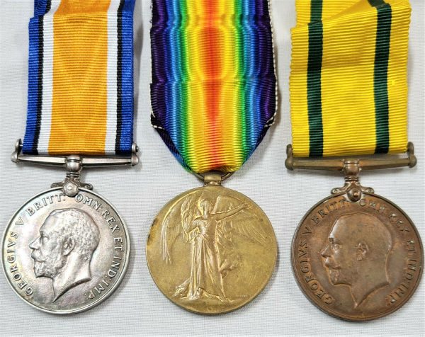WOUNDED IN ACTION* WW1 TERRITORIAL FORCE WAR MEDALS GUNNER HUETT 113 SIEGE BTY