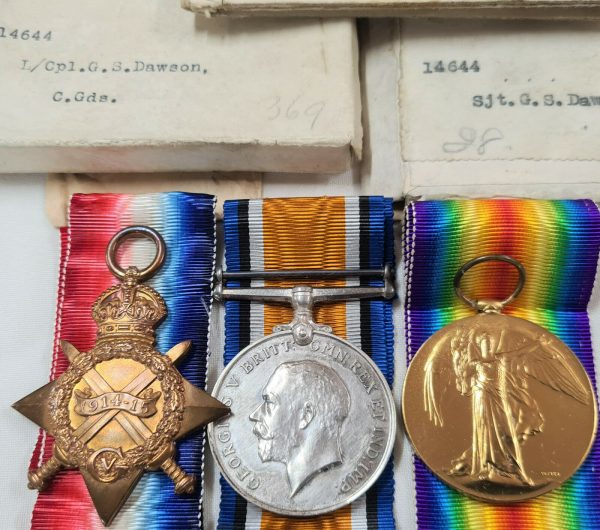 WW1 COLDSTREAM GUARDS PIONEER BATTALION MEDALS 14644 SGT GEORGE DAWSON ARMY