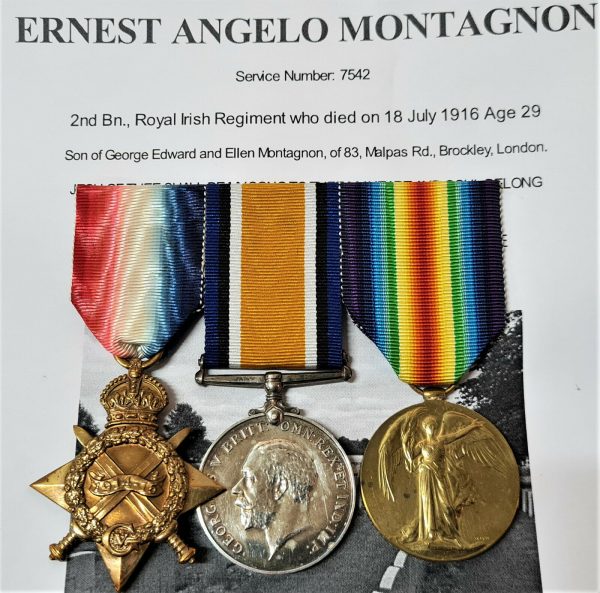 WW1 DIED WOUNDS BATTLE SOMME MEDAL GROUP 7542 MONTAGNON ROYAL IRISH REGIMENT