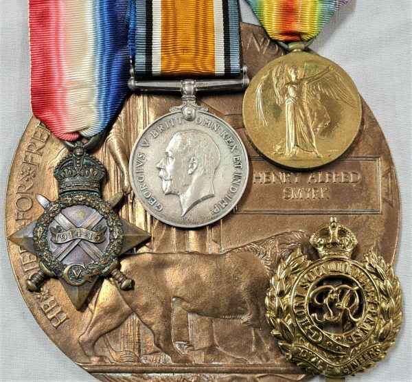 WW1 MEDAL GROUP AND DEATH PLAQUE SGT H SMYRK ACCIDENTALLY KILLED BRITISH ARMY