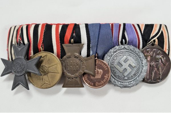 WW1 & WW2 Germany 6 place parade medal bar