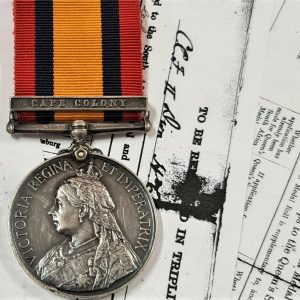 BOER WAR MEDAL LIEUTENANT A. MORRIS-BELL CAPE COLONIAL FORCES SOUTH AFRICA ARMY