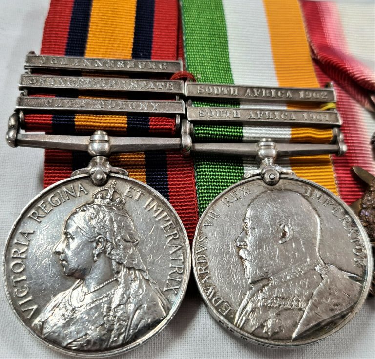 BOER WAR & WW1 MEDALS TO 8726 MAURICE HILL HAMPSHIRE & SUSSEX REGIMENT BRITISH ARMY - Image 2