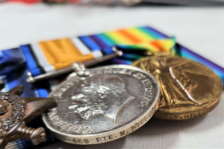 BOER WAR & WW1 MEDALS TO 8726 MAURICE HILL HAMPSHIRE & SUSSEX REGIMENT BRITISH ARMY - Image 8