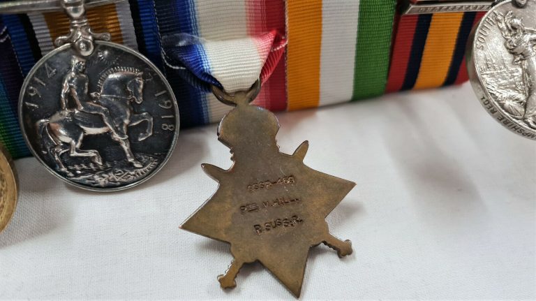 BOER WAR & WW1 MEDALS TO 8726 MAURICE HILL HAMPSHIRE & SUSSEX REGIMENT BRITISH ARMY - Image 7