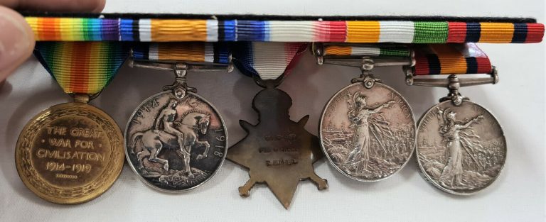 BOER WAR & WW1 MEDALS TO 8726 MAURICE HILL HAMPSHIRE & SUSSEX REGIMENT BRITISH ARMY - Image 5