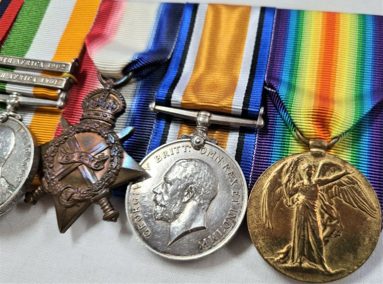 BOER WAR & WW1 MEDALS TO 8726 MAURICE HILL HAMPSHIRE & SUSSEX REGIMENT BRITISH ARMY - Image 4