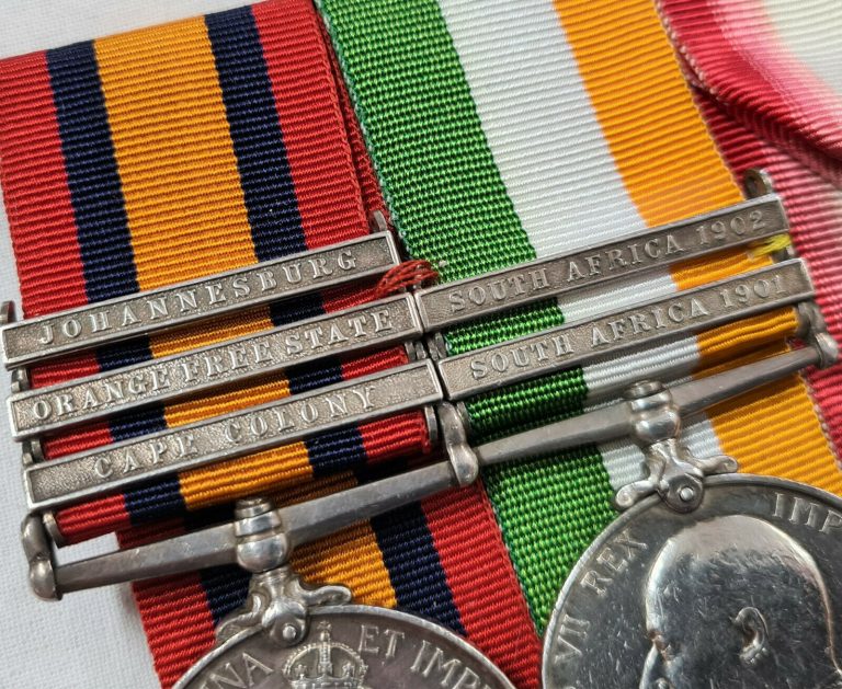 BOER WAR & WW1 MEDALS TO 8726 MAURICE HILL HAMPSHIRE & SUSSEX REGIMENT BRITISH ARMY - Image 3