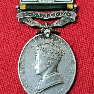 BRITISH TERRITORIAL EFFICIENCY MEDAL & CLASP GUNNER A.E.CHAMBERS ROYAL ARTILLERY