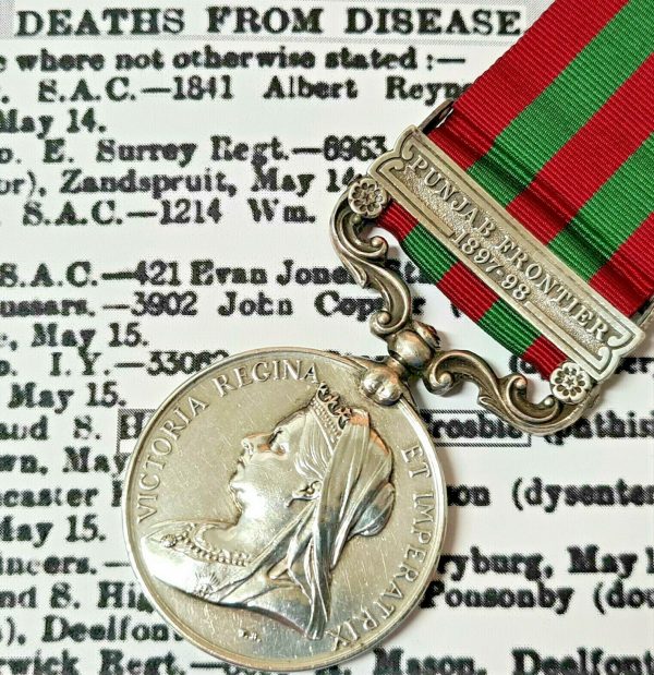 *DIED 1902* INDIA GENERAL SERVICE MEDAL PUNJAB CROSBIE ARGYLL SUTHERLND PRE WW1