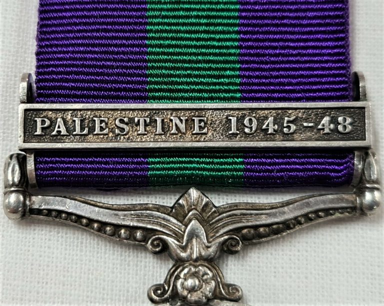 GENERAL SERVICE MEDAL PALESTINE 1945 PARROT ARGYLL & SUTHERLAND HIGHLANDERS +WW2 - Image 3