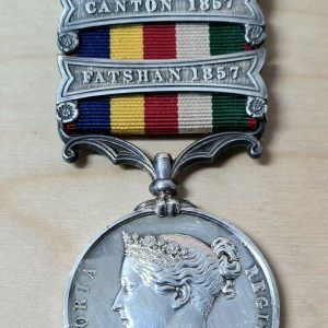 NAVY 2nd CHINA WAR MEDAL PAYMASTER WEBB HMS FURY FATSHAN CANTON TAKU FORTS -WW1