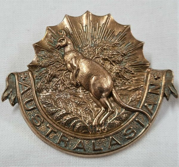 PRE WW1 BOER WAR KING'S COLONIAL UNIFORM HAT BADGE AUSTRALASIAN SQUADRON