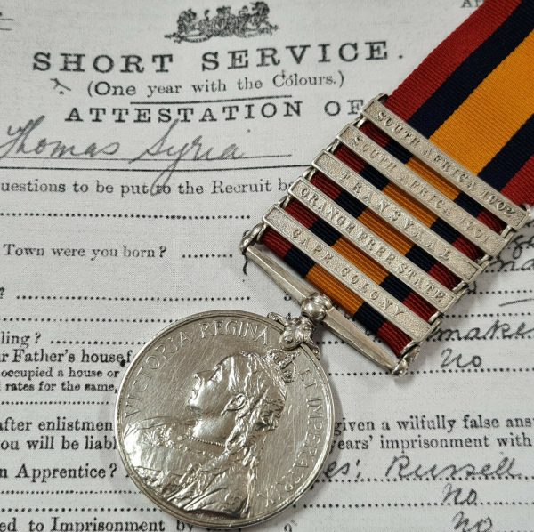 *PRISONER OF WAR* BOER WAR MEDAL 2985 SYRIA 107TH IMPERIAL YEOMANRY LANARKSHIRE