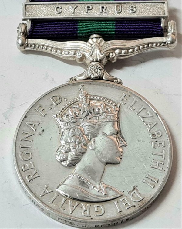 Post WW2 General Service Medal 1918 CYPRUS 23146813 PTE J PETRIE GORDONS