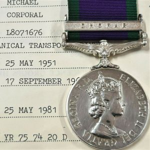 RARE DHOFAR ROYAL AIR FORCE POST WW2 BRITISH GENERAL SERVICE MEDAL PAPERS RAF