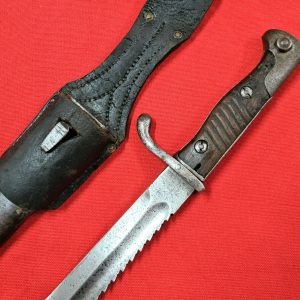 RARE WW1 GERMAN ARMY 98/05 MAUSER SAWBACK BUTCHER BAYONET & SCABBARD JA HENKELS