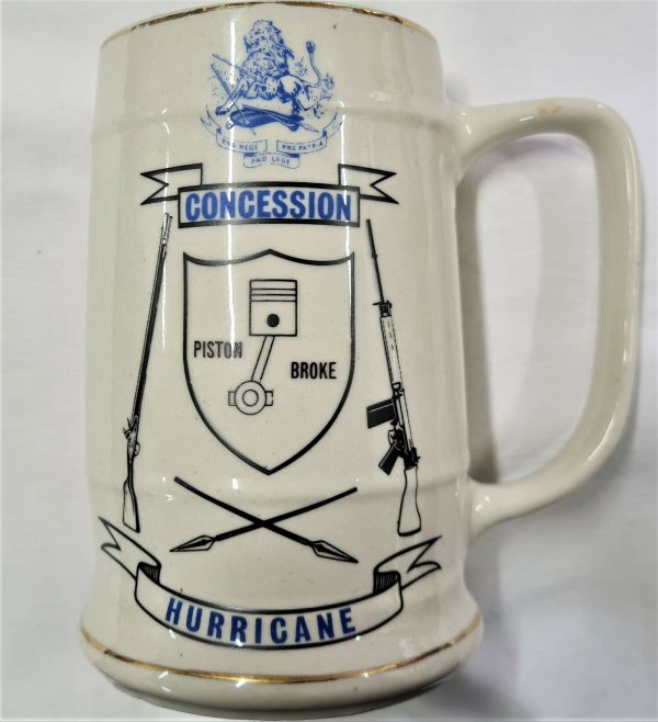 RHODESIAN ARMY BRITISH SOUTH AFRICAN POLICE CONCESSION HURRICANE BEER MUG