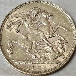 UK GOLD FULL SOVEREIGN COIN 1893