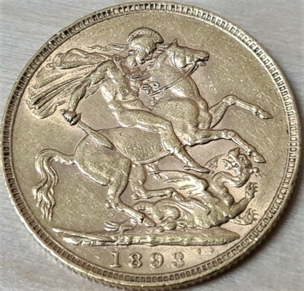 UK GOLD FULL SOVEREIGN COIN 1893