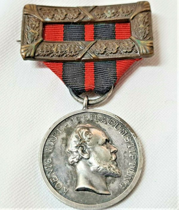 VINTAGE & RARE PRE WW1 GERMAN WUTTEMBURG KING KARL JUBILEE MEDAL