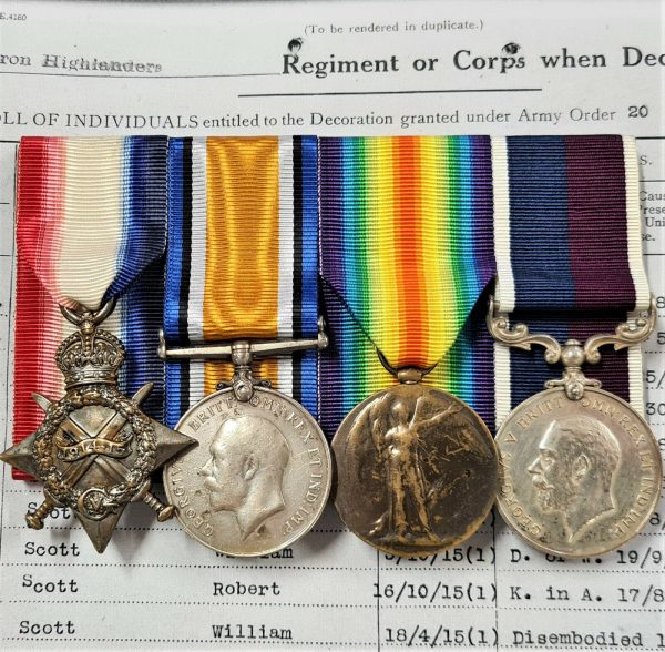 WIA SALONIKA WW1 CAMERON HIGHLANDERS & RAF MEDALS S17519 WALTER SCOTT GLASGOW